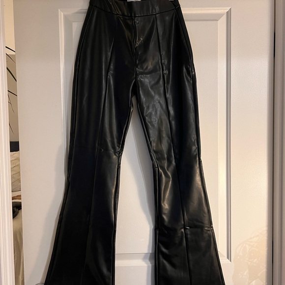 Abercrombie vegan leather flare pants. - Picture 3 of 5